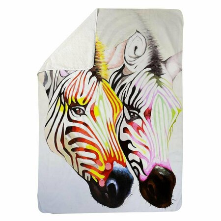 BEGIN HOME DECOR 60 x 80 in. Couple of Colorful Zebras-Sherpa Fleece Blanket 5545-6080-AN56